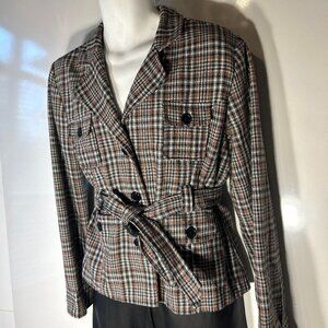 Kamikaze SZ L Glen Plaid button front jacket academia essential office casual